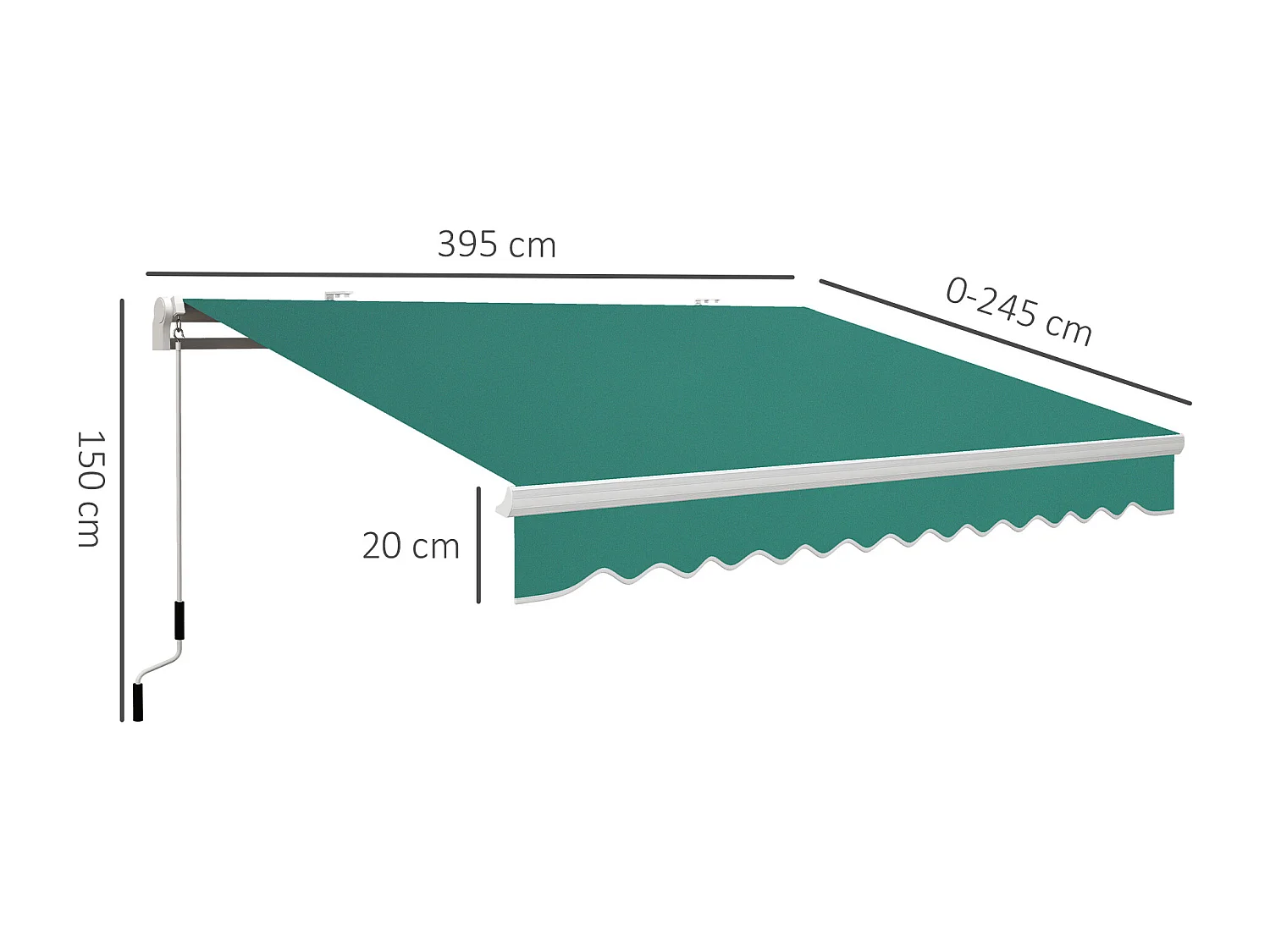 Tenda da sole a manovella copertura impermeabile 4x2.5m verde