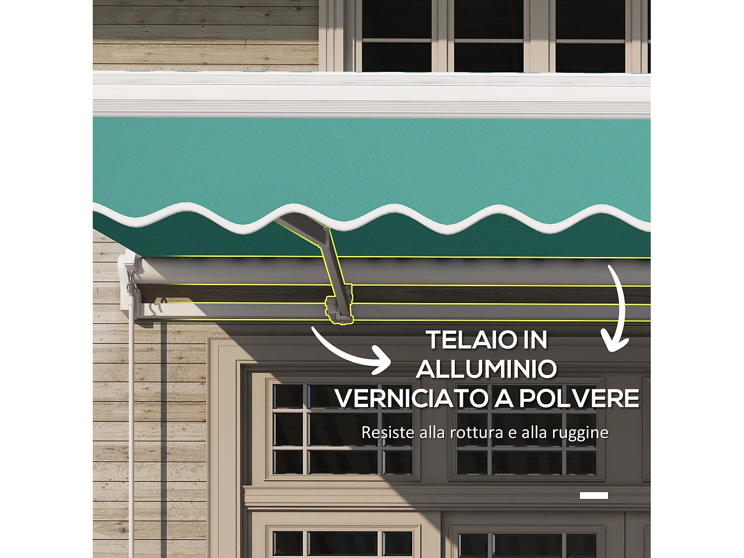 Tenda da sole a manovella copertura impermeabile 4x2.5m verde