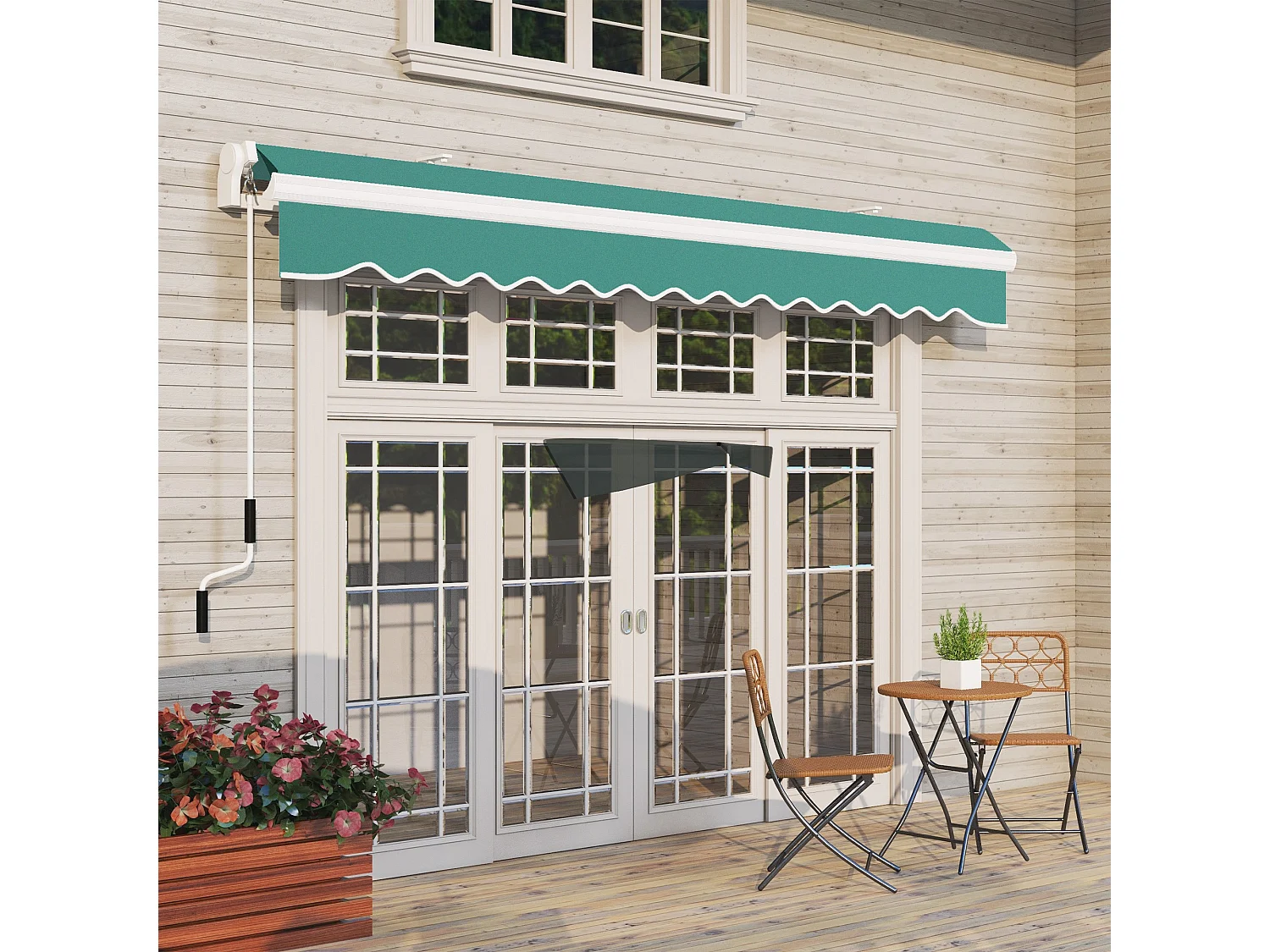 Tenda da sole a manovella copertura impermeabile 4x2.5m verde