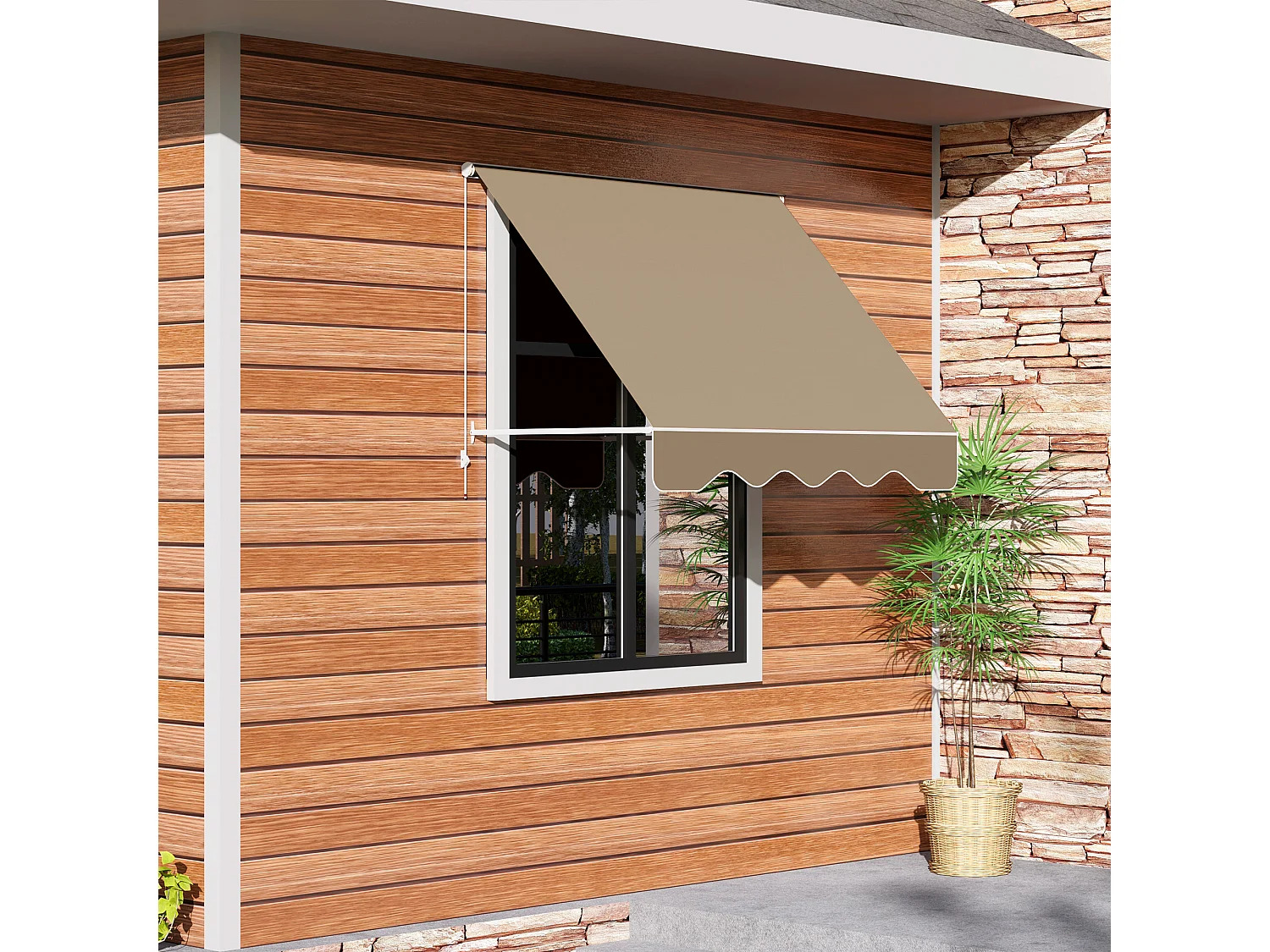 Tenda da sole a caduta avvolgibile angolazione 0-120° beige
