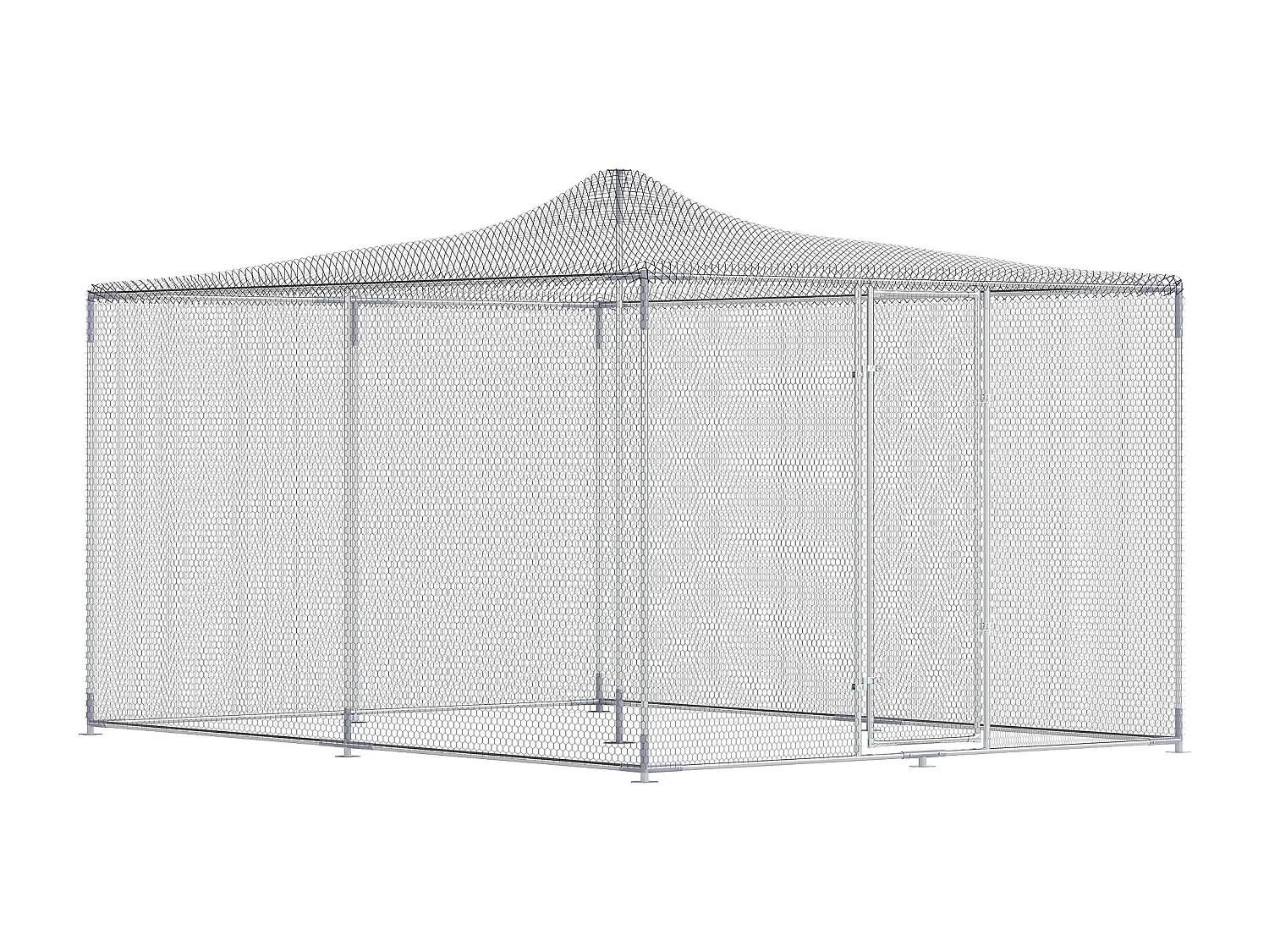 Pollaio per galline da esterno con tetto 4x3x2 m argento