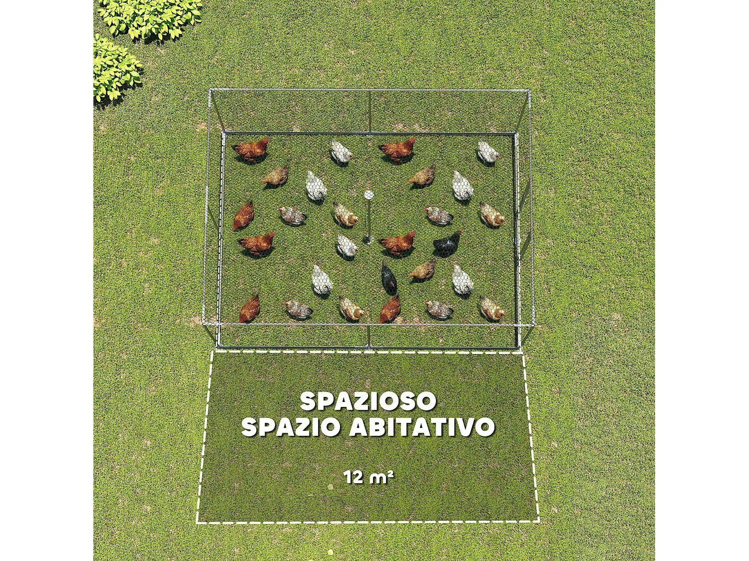 Pollaio per galline da esterno con tetto 4x3x2 m argento