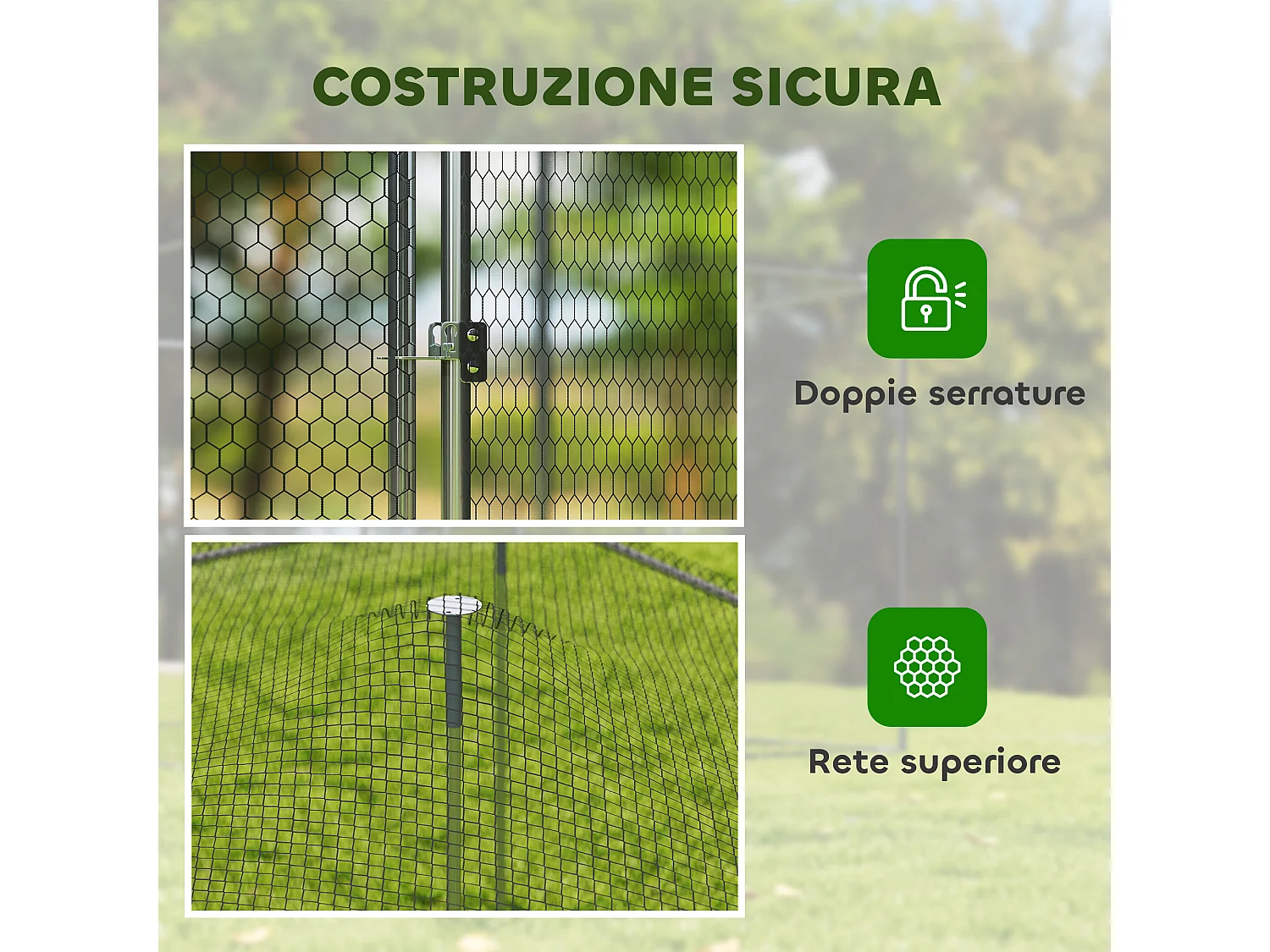 Pollaio per galline da esterno con tetto 4x3x2 m argento