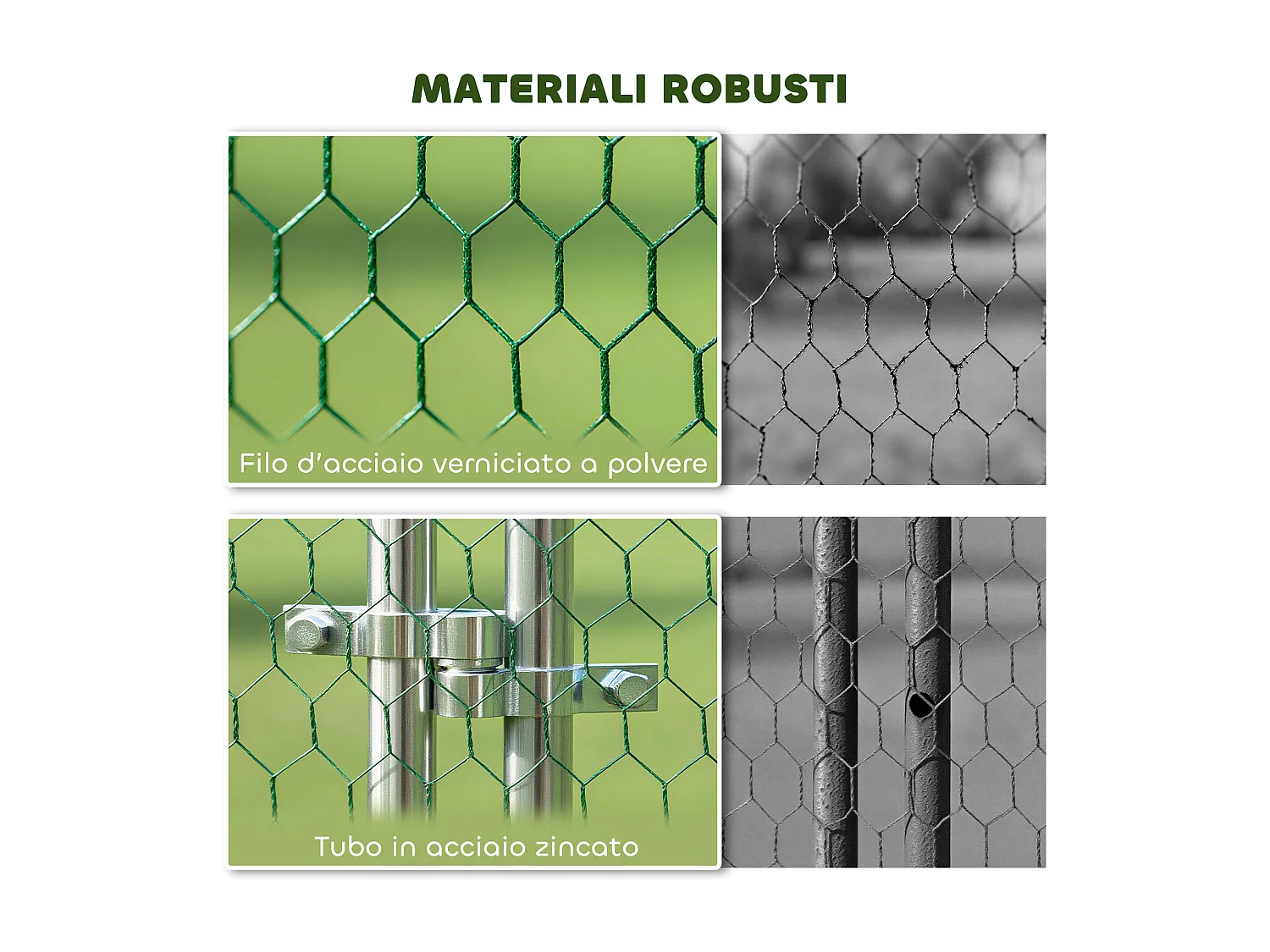 Pollaio per galline da esterno con tetto 4x3x2 m argento