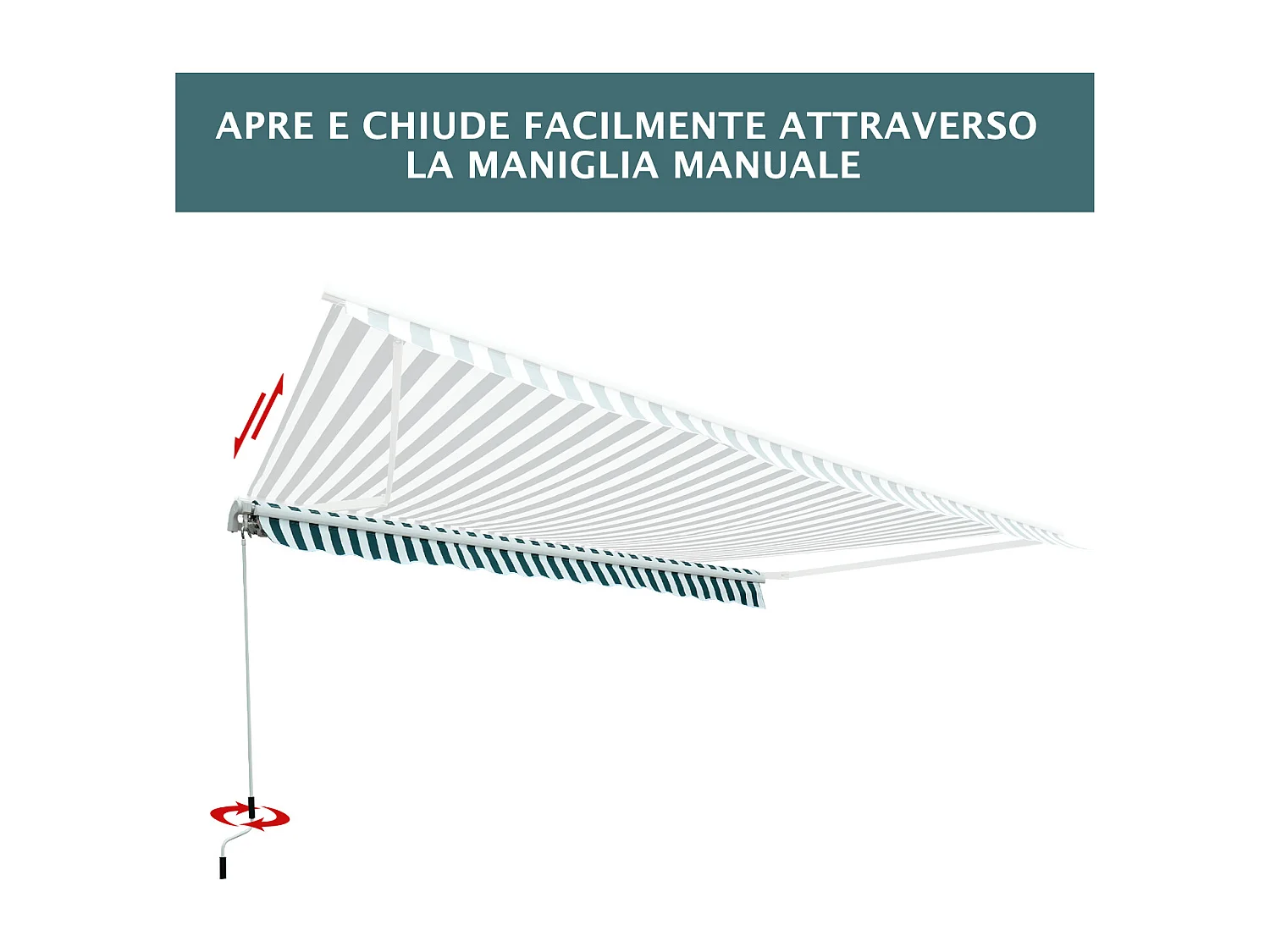 Tenda da sole a bracci per esterno regolazione con manovella