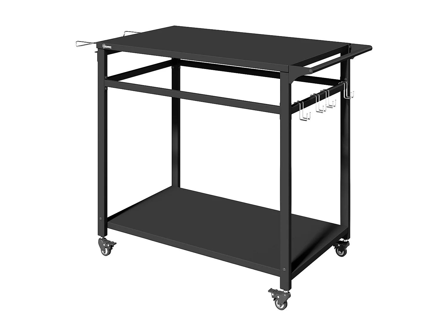 Carrello per barbecue con 2 ripiani in metallo nero