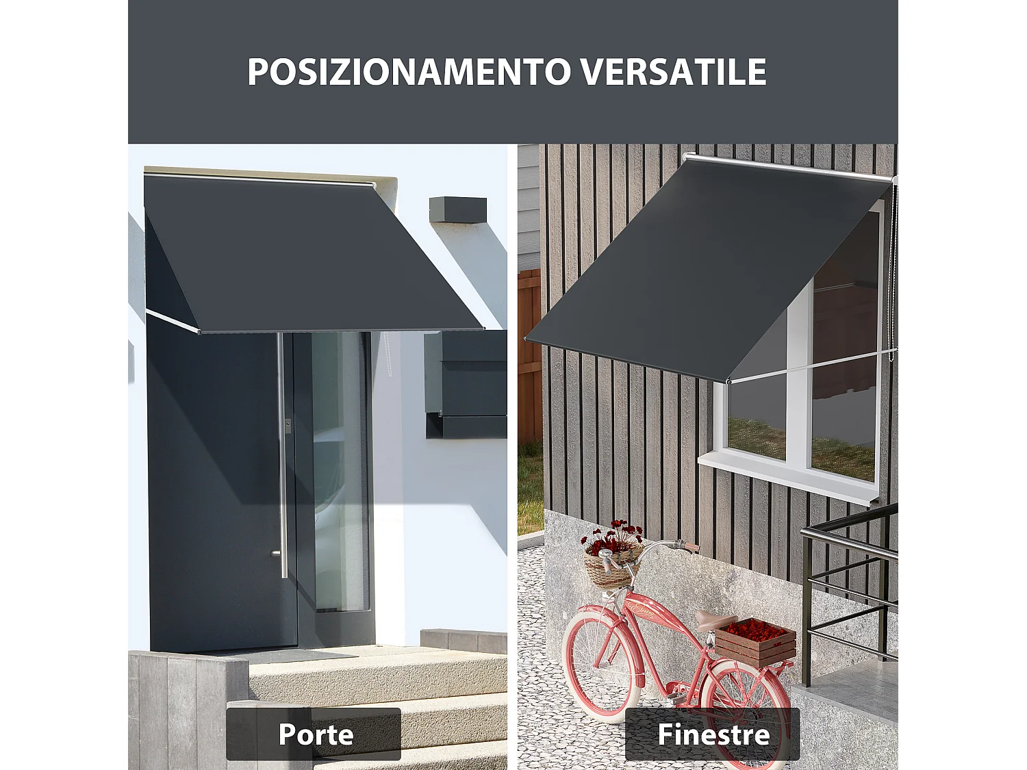 Tenda da sole a bracci con apertura manuale e inclinazione grigio
