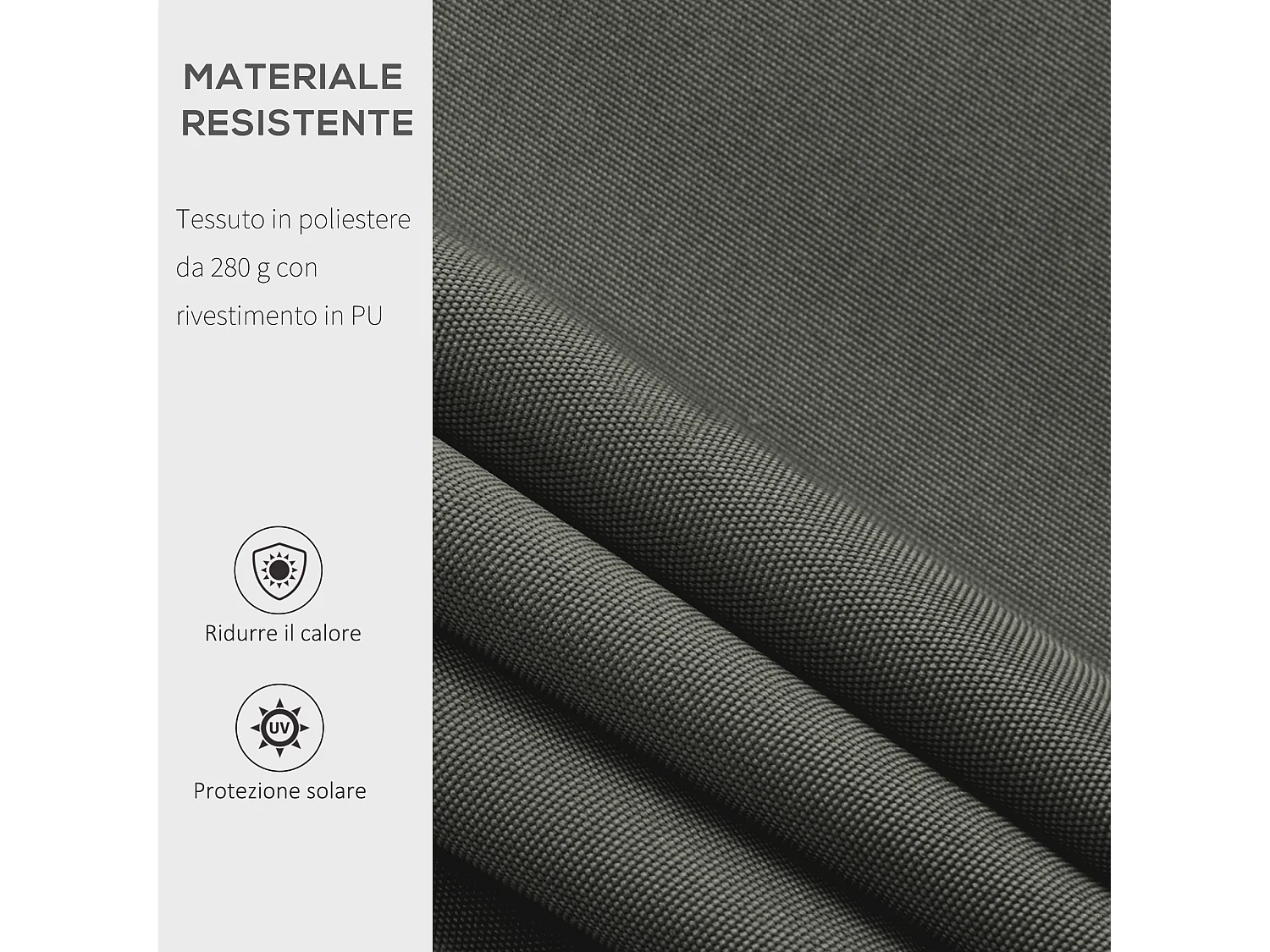 Tenda da sole avvolgibile con manovella 350x250cm grigio