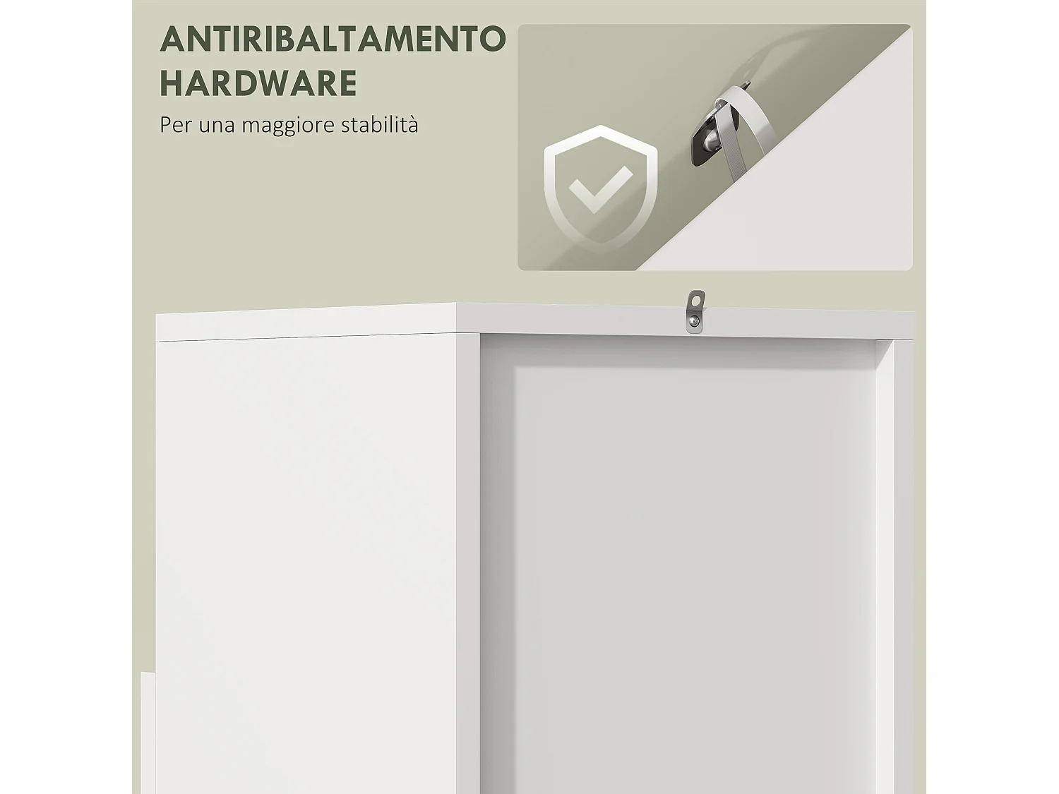 Mobile bagno con armadietto anta ammortizzata e vano aperto bianco