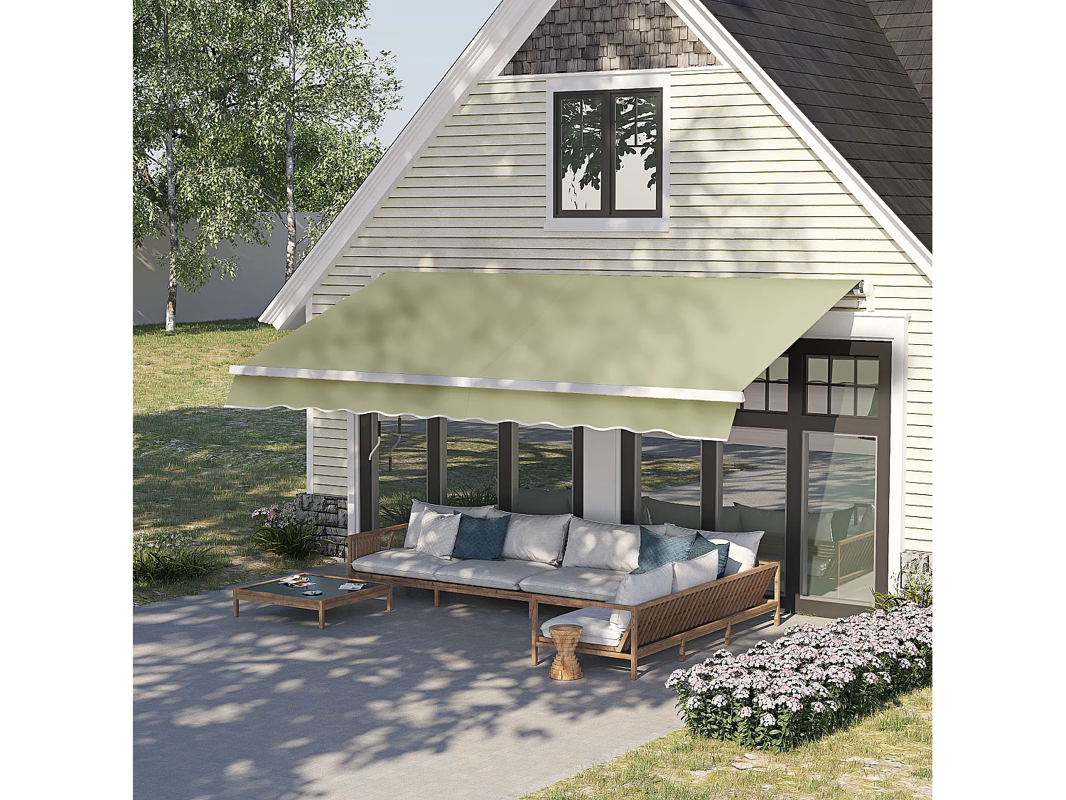 Tenda da sole a bracci regolazione con manovella 3x2.5m beige