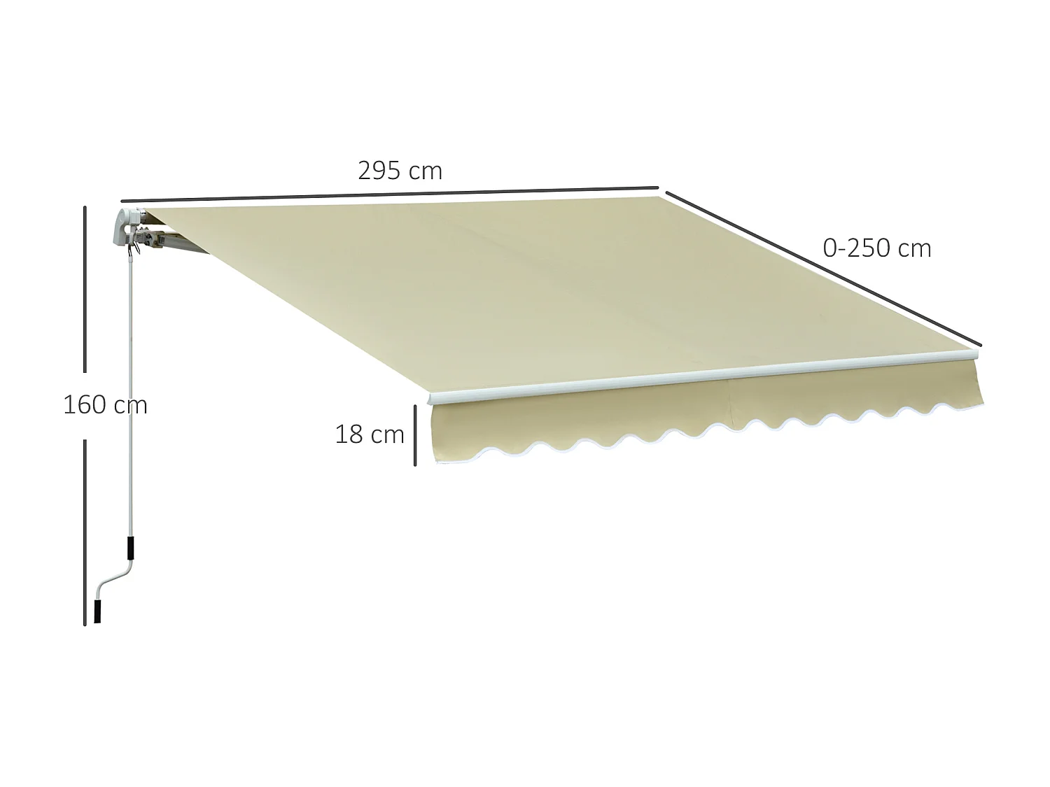 Tenda da sole a bracci regolazione con manovella 3x2.5m beige