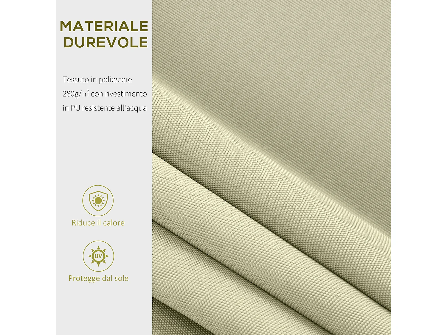 Tenda da sole a bracci regolazione con manovella 3x2.5m beige