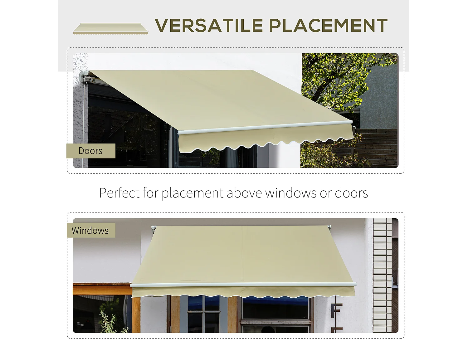 Tenda da sole a bracci regolazione con manovella 3x2.5m beige