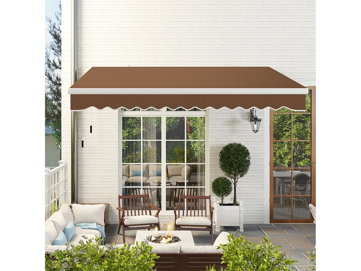 Tenda da sole 4x2.5m per esterno con manovella rosso ruggine