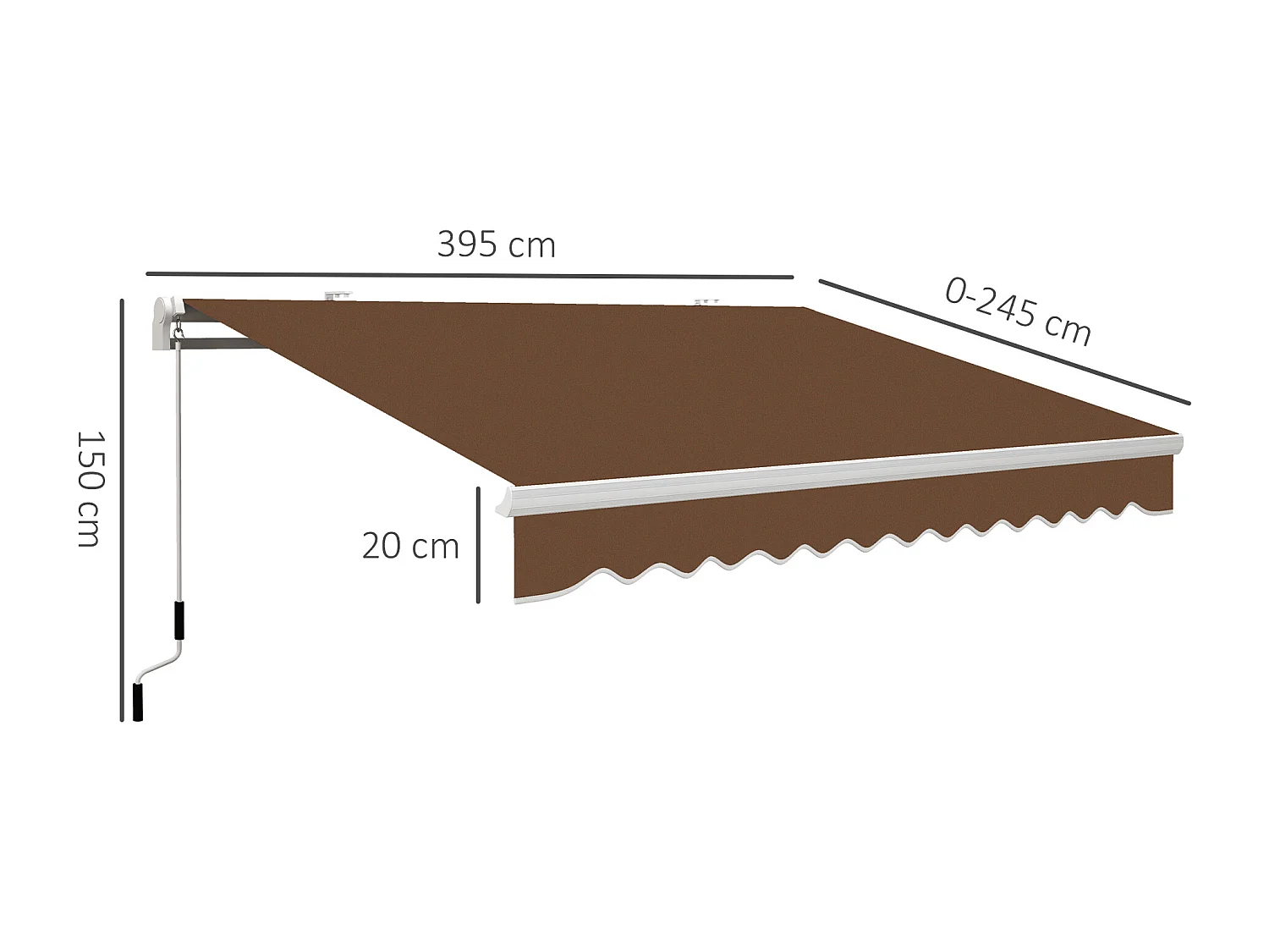 Tenda da sole 4x2.5m per esterno con manovella rosso ruggine