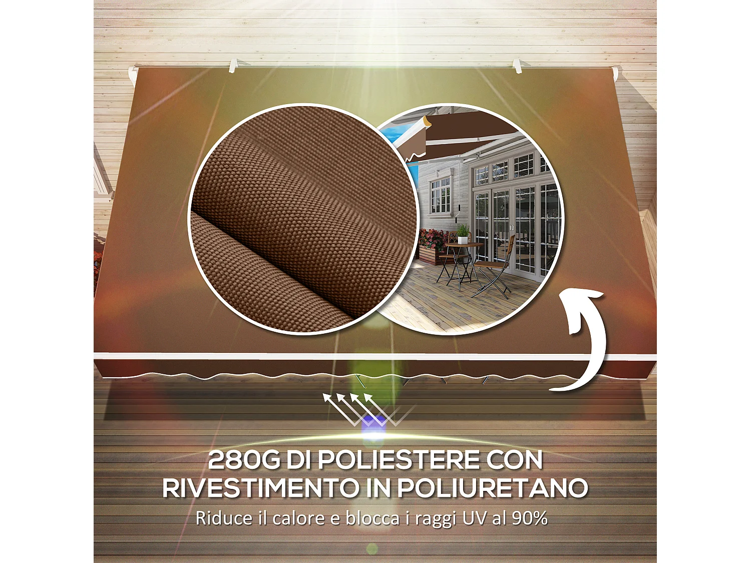Tenda da sole 4x2.5m per esterno con manovella rosso ruggine