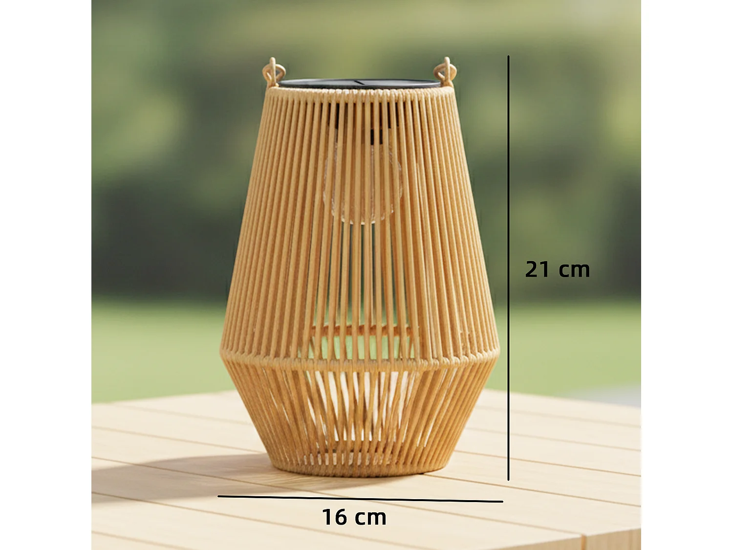 Lanterne solari da giardino set 2 pezzi rattan marrone