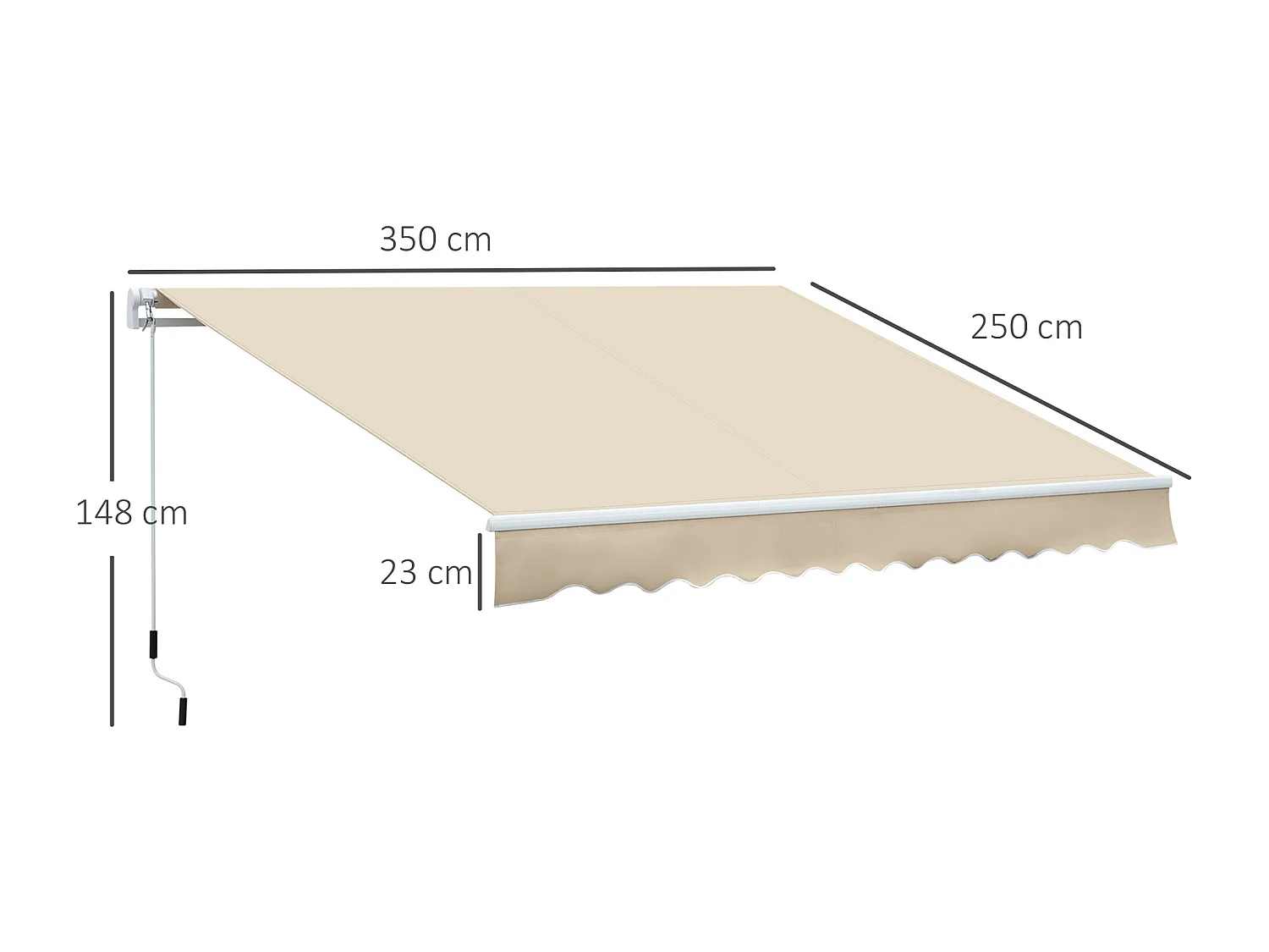 Tenda da sole avvolgibile con manovella 350x250cm crema