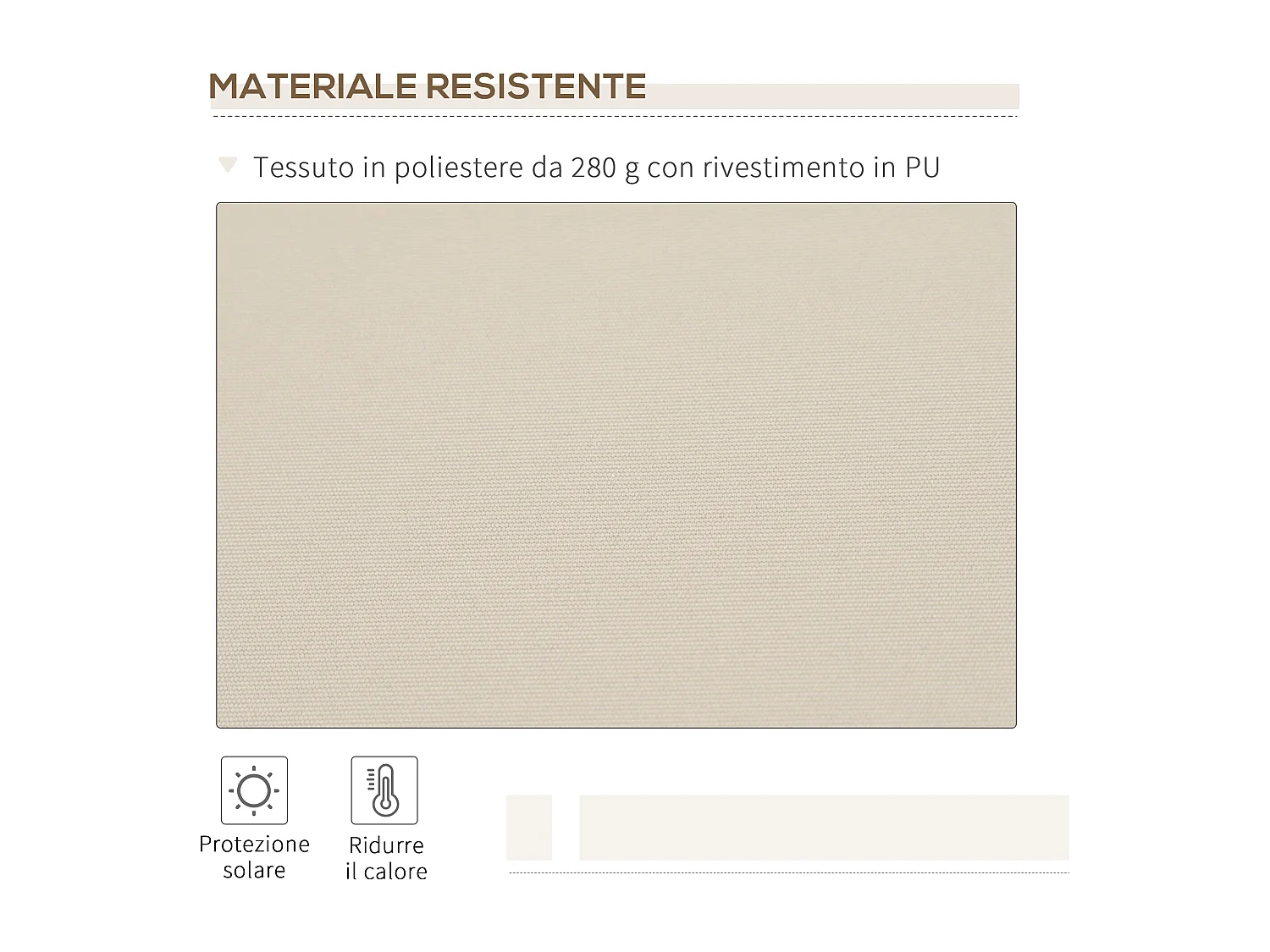 Tenda da sole avvolgibile con manovella 350x250cm crema