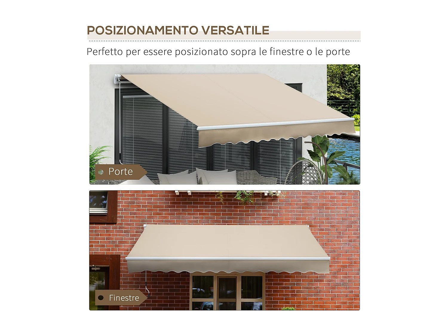 Tenda da sole avvolgibile con manovella 350x250cm crema