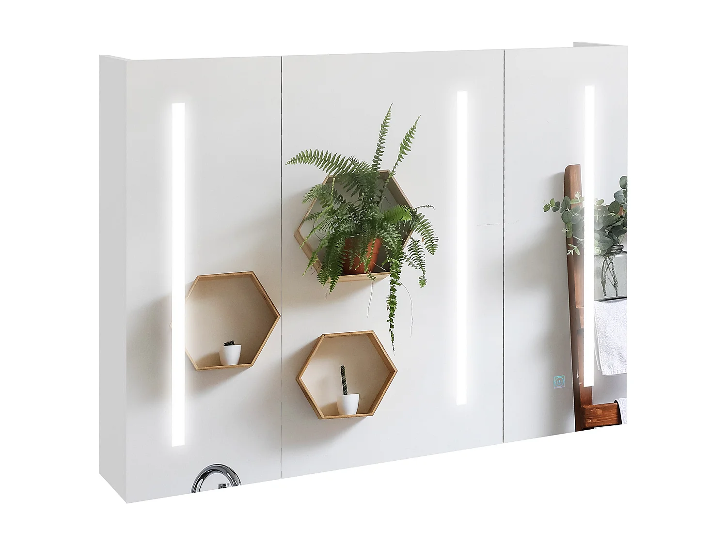 Armadietto con specchio a 2 livelli regolabili e luci led bianco