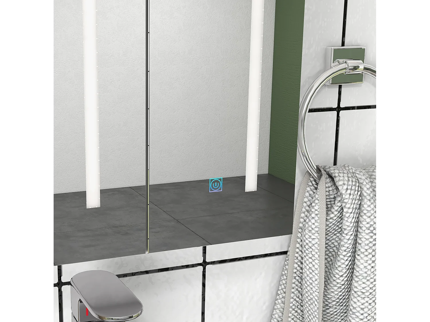 Armadietto con specchio a 2 livelli regolabili e luci led bianco