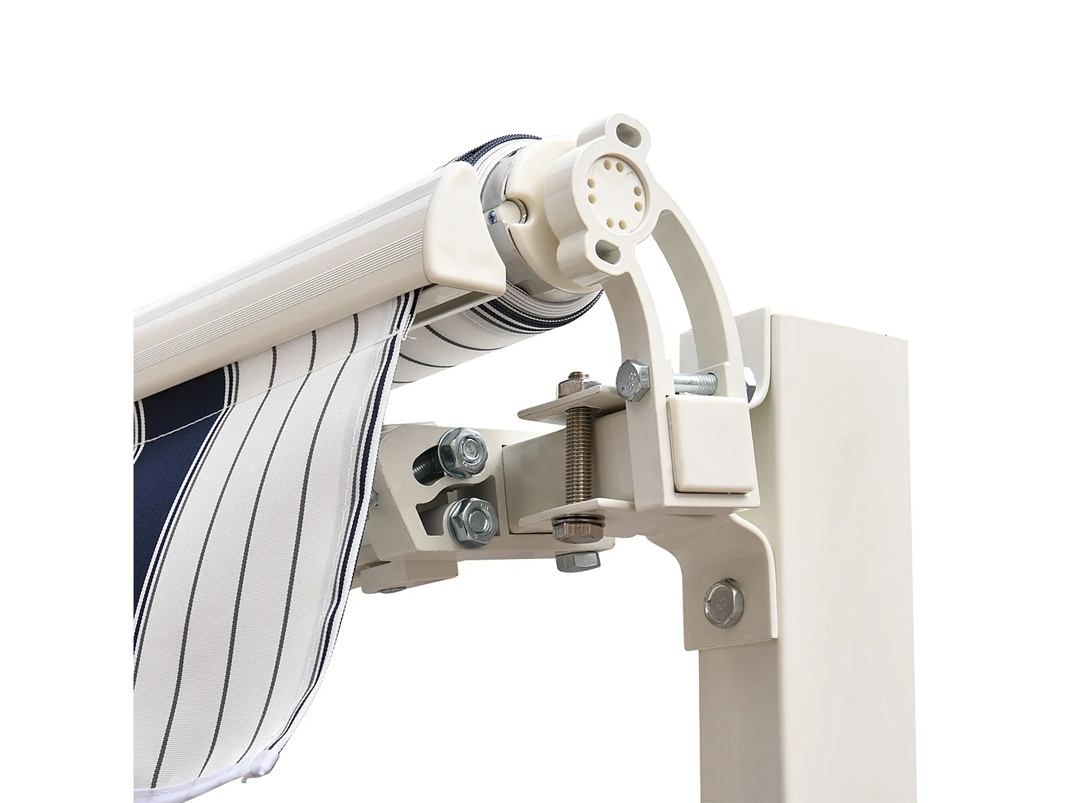 Tenda da sole 2.5x2m avvolgibile manuale blu e bianco
