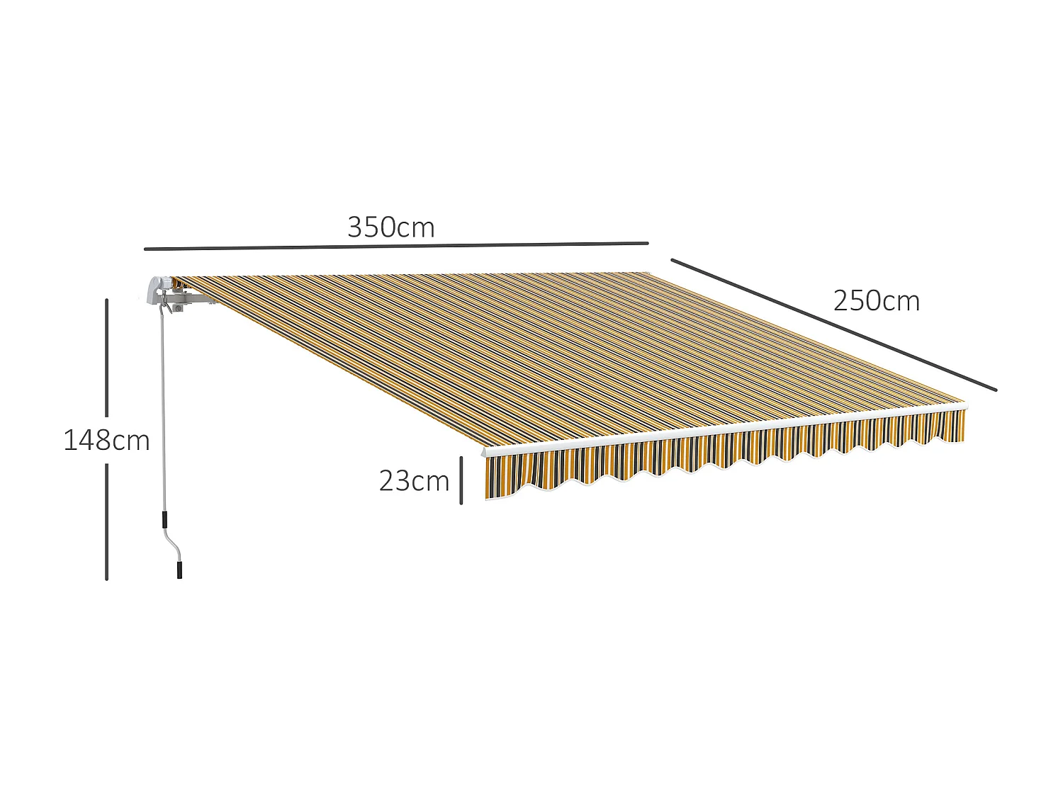 Tenda da sole avvolgibile con manovella 350x250cm giallo