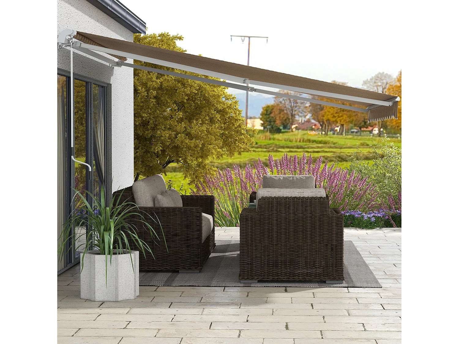 Tenda da sole avvolgibile con manovella 350x250cm giallo