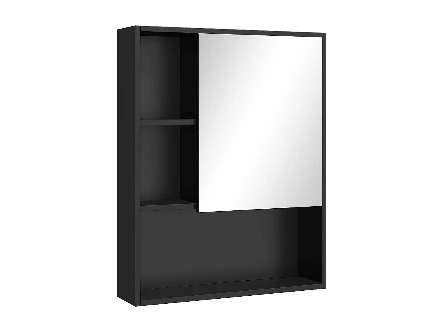 Armadietto bagno con specchio e ripiani interni ed esterni nero