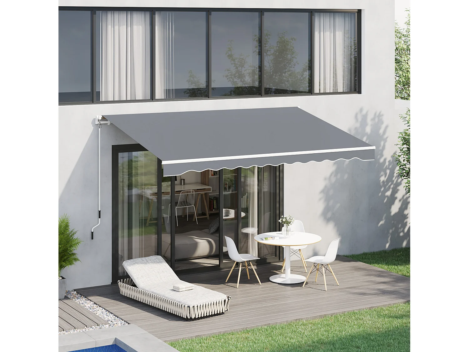 Tenda da sole a manovella copertura impermeabile 395x245 cm
