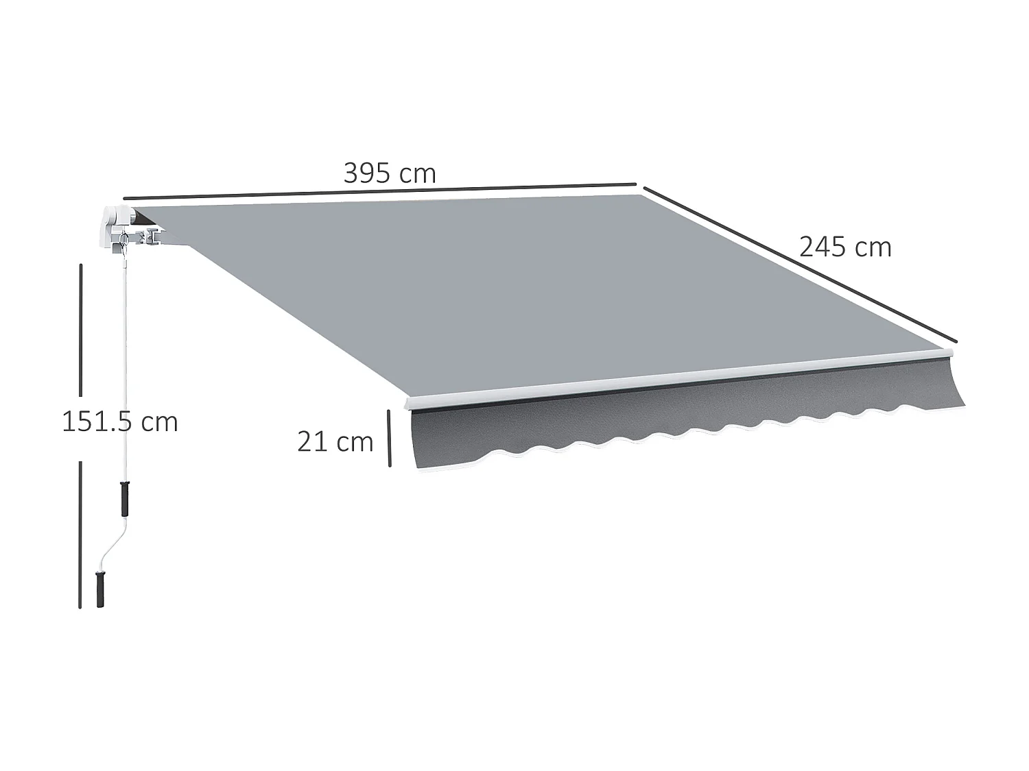 Tenda da sole a manovella copertura impermeabile 395x245 cm