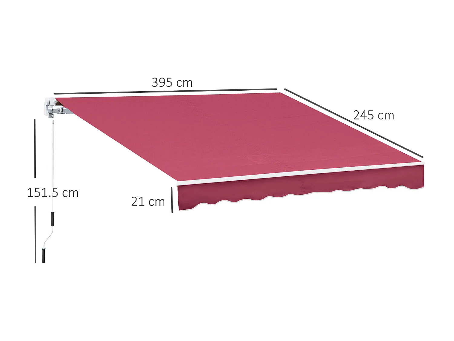 Tenda da sole a manovella copertura impermeabile 4x2.5m