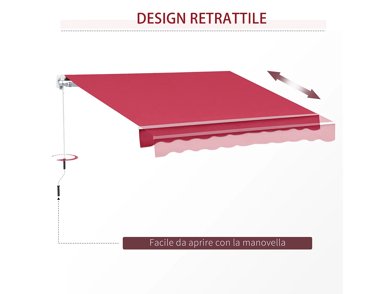 Tenda da sole a manovella copertura impermeabile 4x2.5m