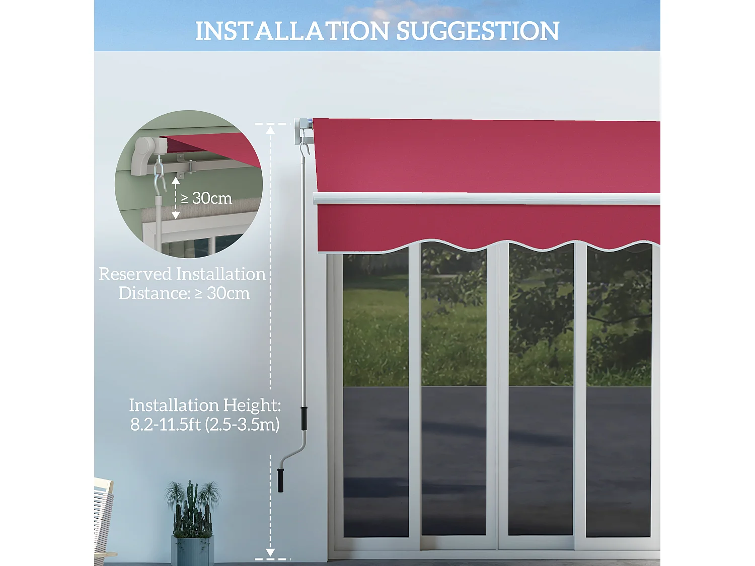 Tenda da sole a manovella copertura impermeabile 4x2.5m