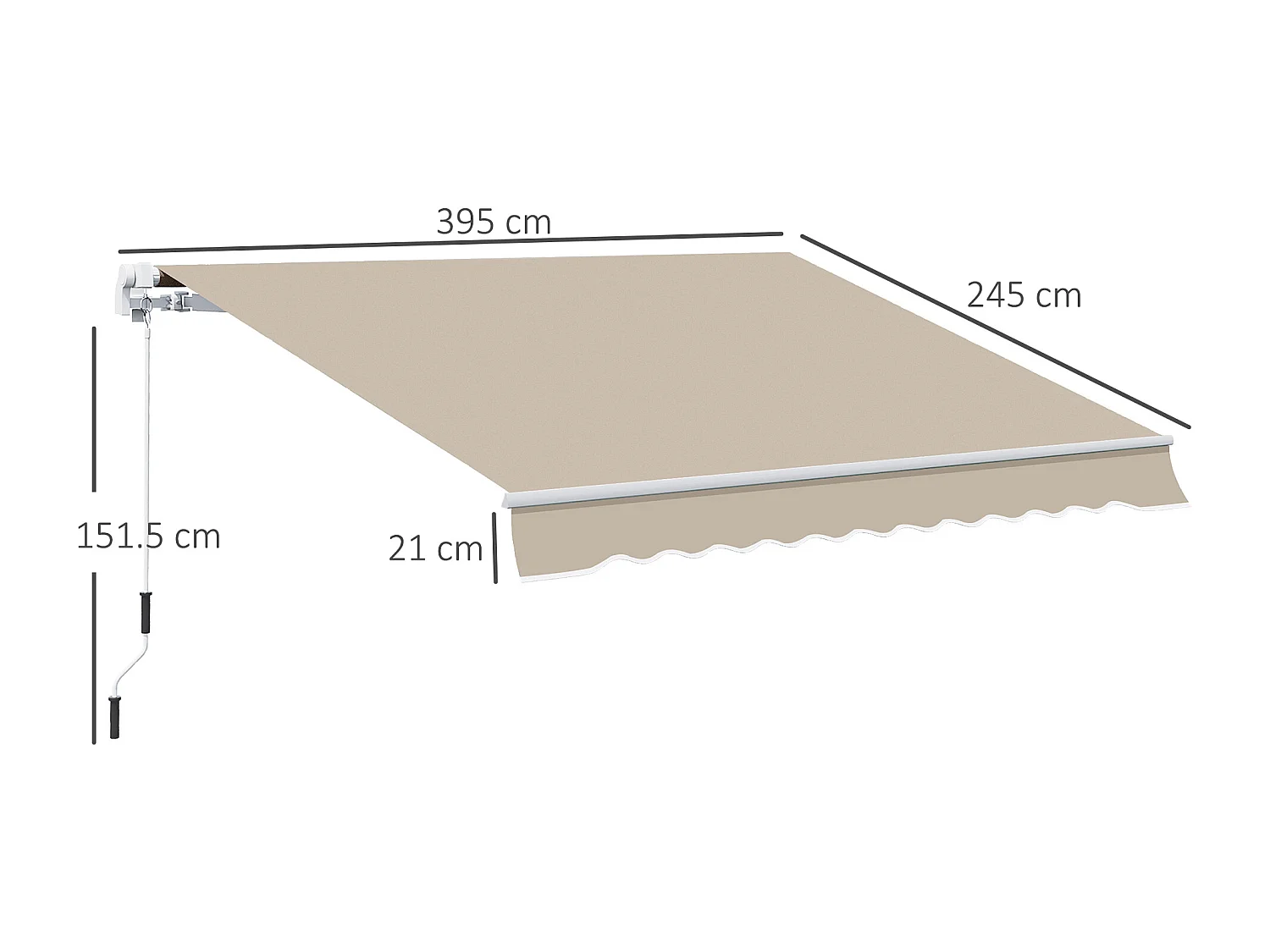 Tenda da sole a manovella 4x2.5 m con copertura impermeabile
