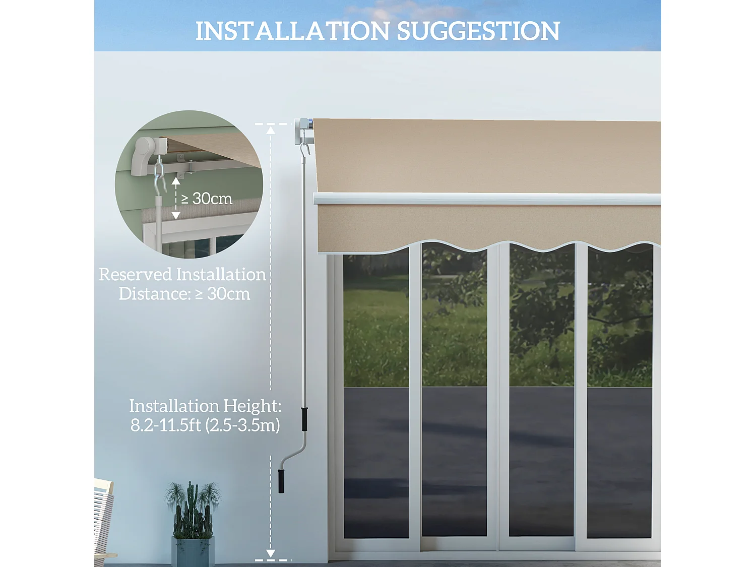 Tenda da sole a manovella 4x2.5 m con copertura impermeabile