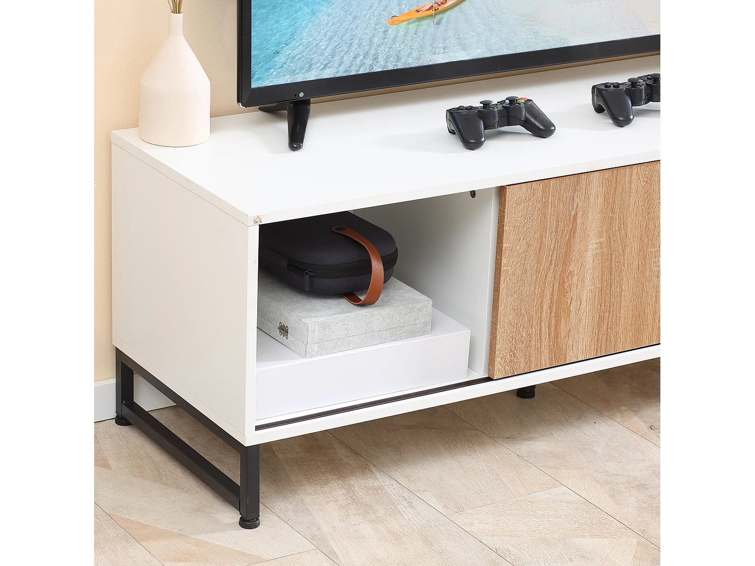 Mobile tv max 50" con 2 ripiani aperti e 2 armadietti chiusi