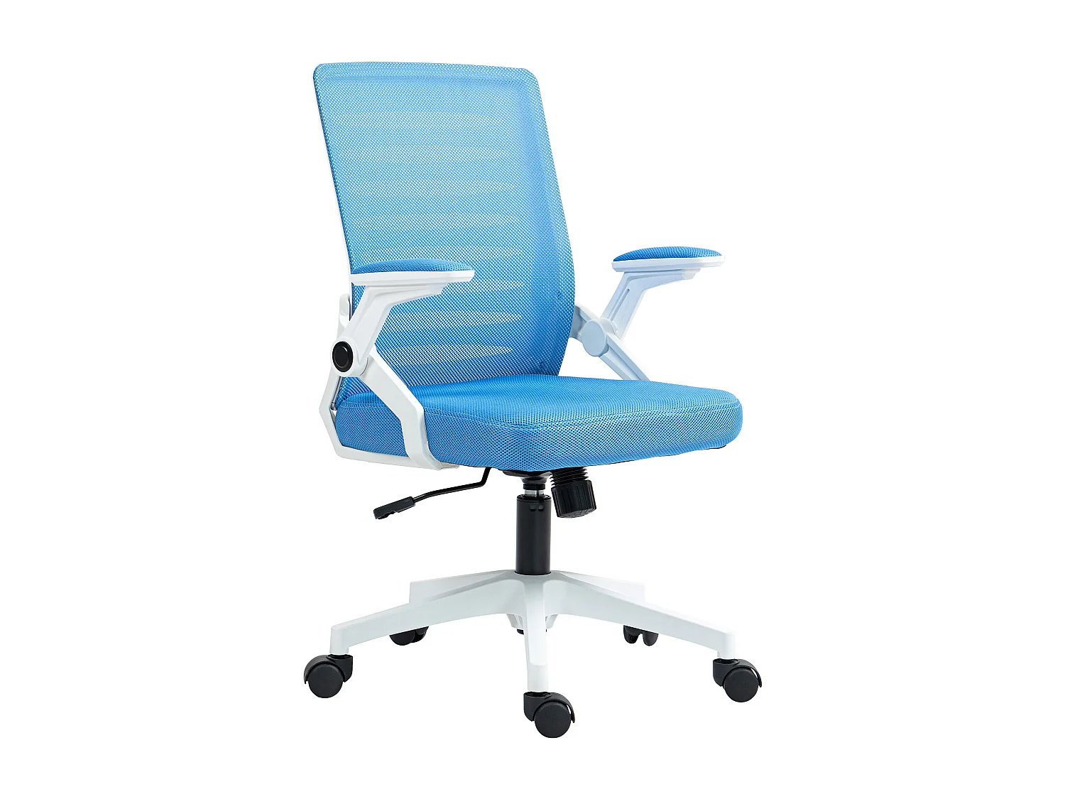 Sedia ergonomica girevole ad altezza regolabile bianca e azzurra