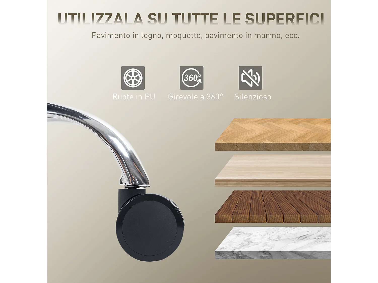 Sedia da ufficio con poggiapiedi e poggiatesta, in pelle pu, schiuma e metallo
