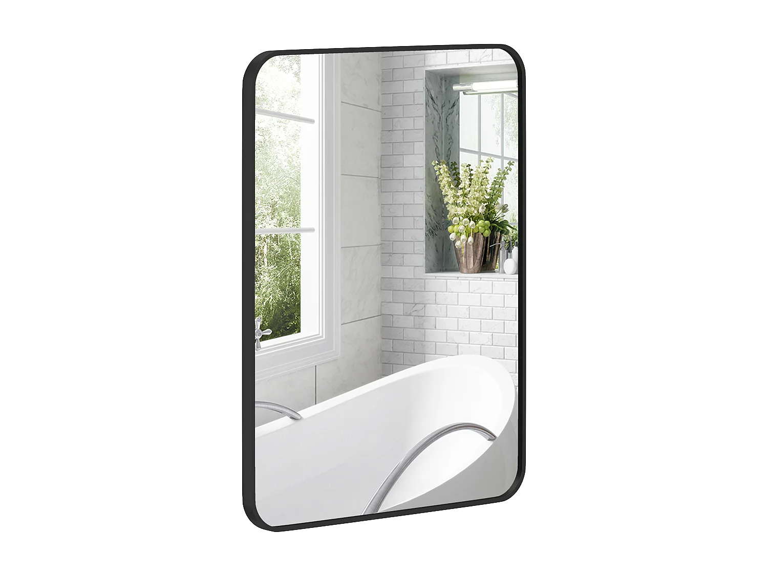 Specchio bagno con cornice in metallo 60x2.5x80 cm nero