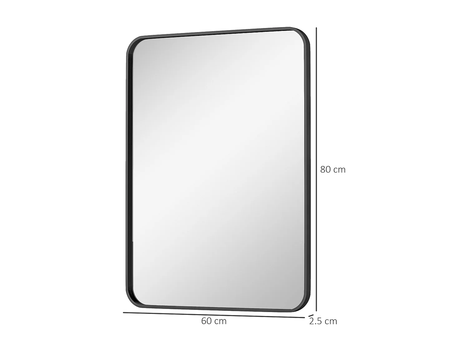 Specchio bagno con cornice in metallo 60x2.5x80 cm nero