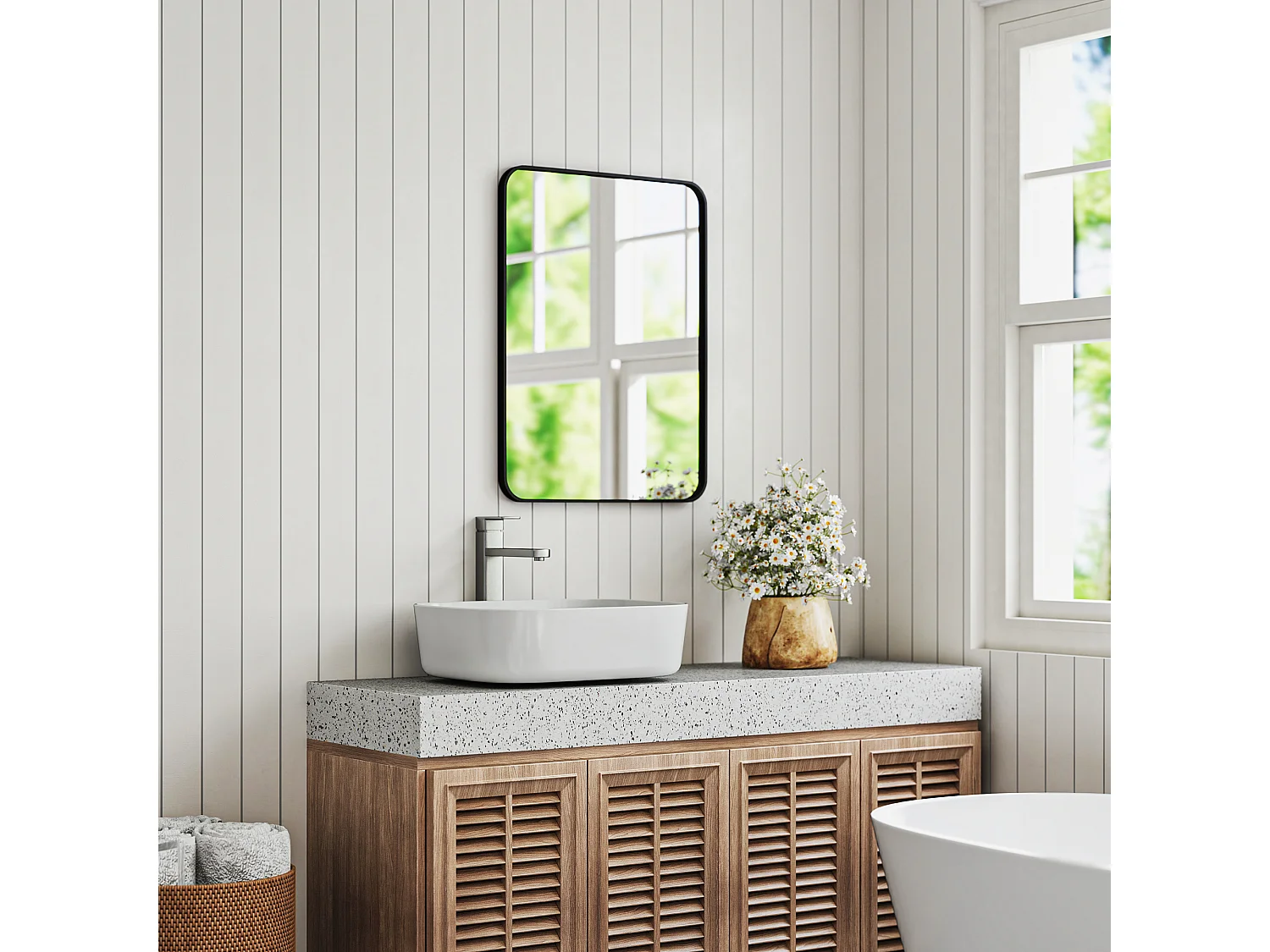 Specchio bagno con cornice in metallo 60x2.5x80 cm nero
