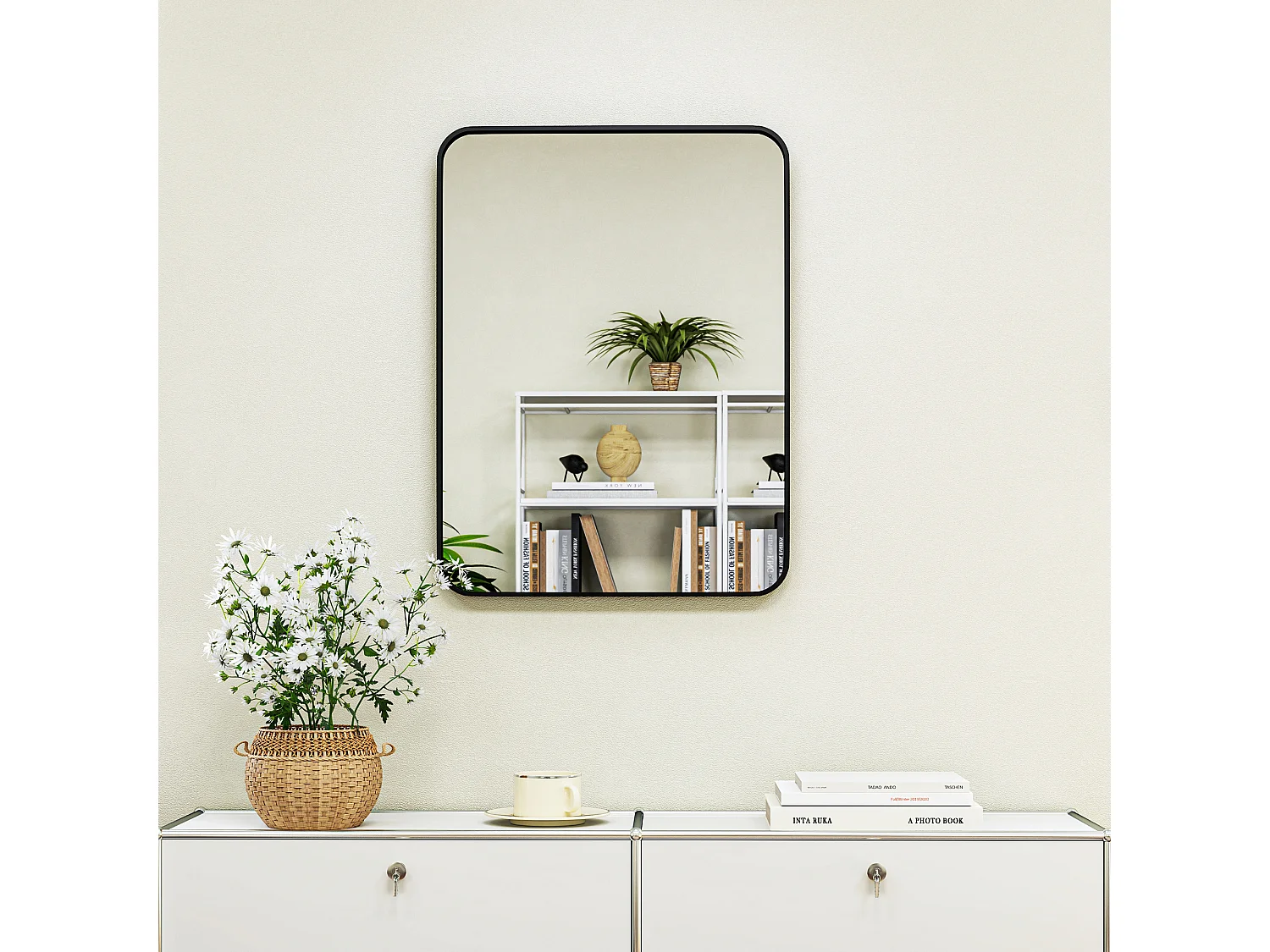 Specchio bagno con cornice in metallo 60x2.5x80 cm nero