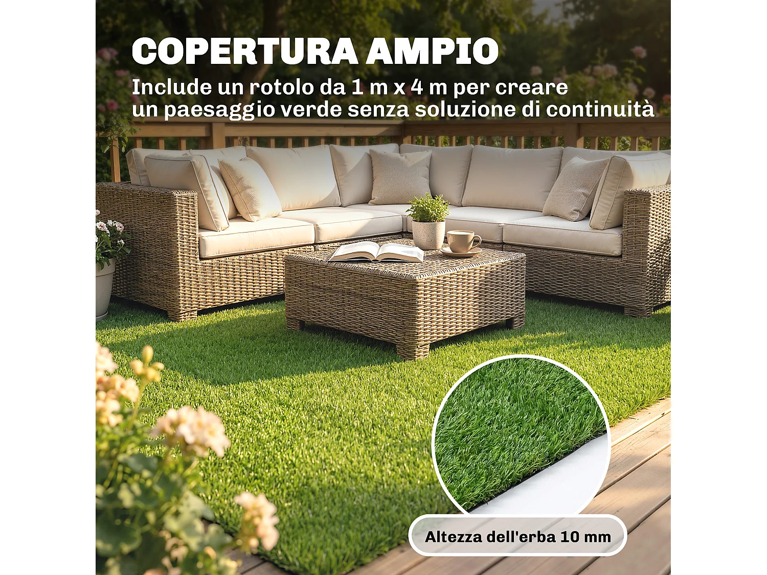 Prato artificiale tappeto drenante erba sintetica verde