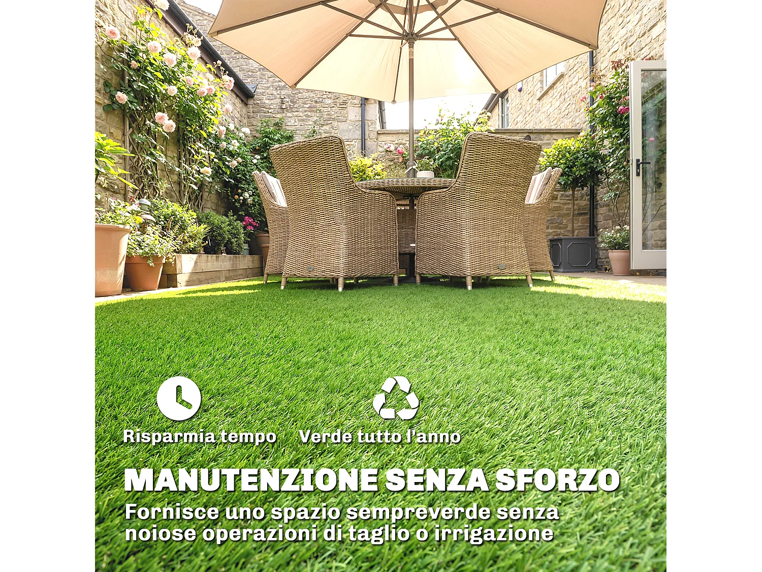 Prato artificiale tappeto drenante erba sintetica verde