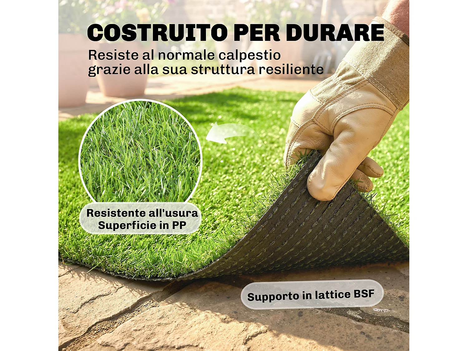 Prato artificiale tappeto drenante erba sintetica verde