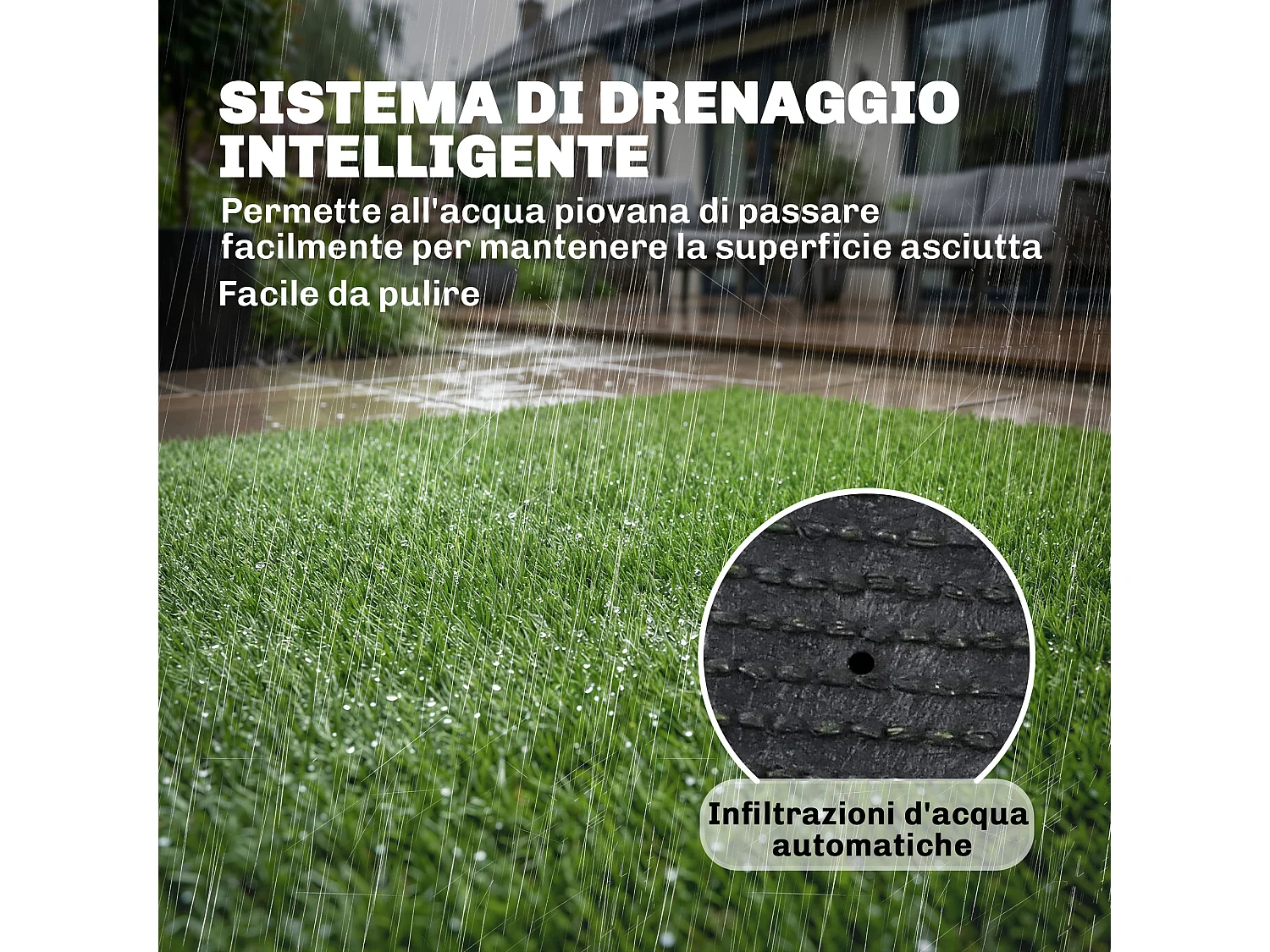 Prato artificiale tappeto drenante erba sintetica verde