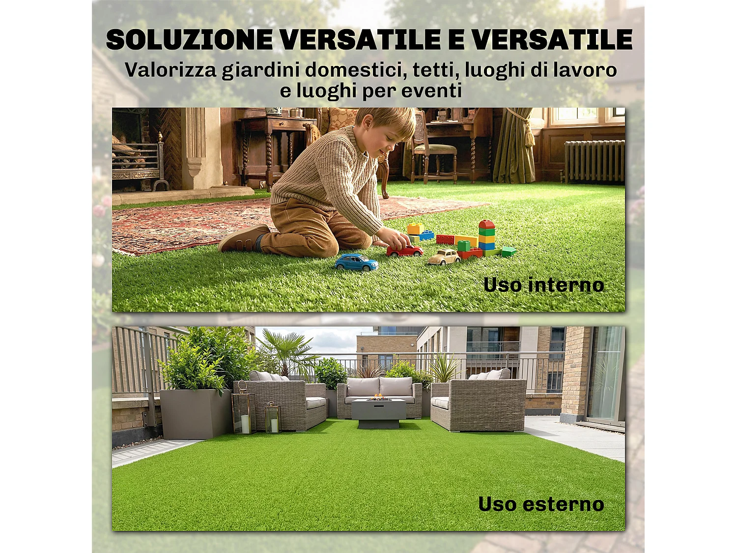 Prato artificiale tappeto drenante erba sintetica verde