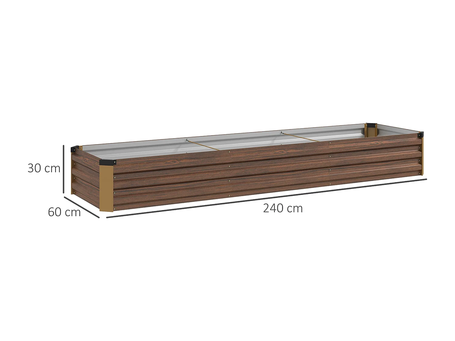 Fioriera rialzata in metallo da 405l color legno scuro